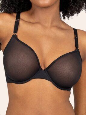 Smart and Sexy SA1388 Black Sheer Mesh Demi Underwire Bra 34DD